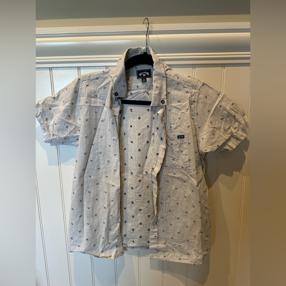 BILLABONG Boys Size Large Black & White Short Sleeve Button Down Shirt